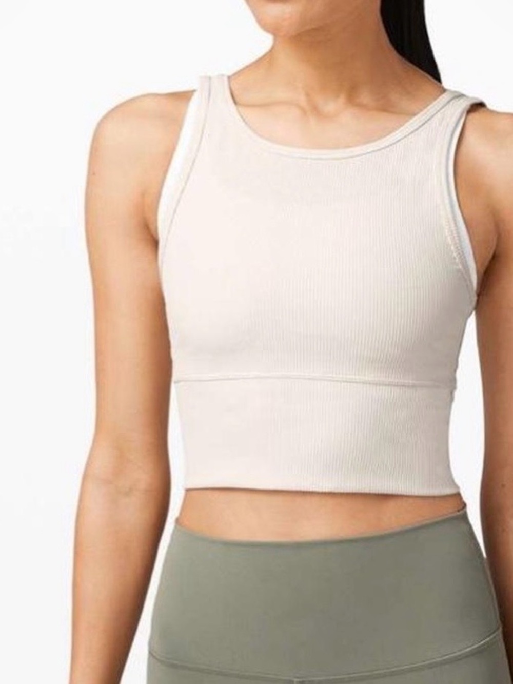 Lululemon Power Pivot Rib Tank Top Bone Ivory  Women's Size 4-6 W1CQMS